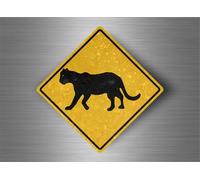 Autocollant Sticker Laptop Panneau Route Safari Attention Panthere