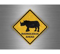 Autocollant Sticker Laptop Panneau Route Safari Attention Rhinoceros
