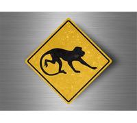Autocollant Sticker Laptop Panneau Route Safari Attention Singe