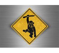 Autocollant Sticker Laptop Panneau Route Safari Attention Singe R2