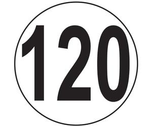 Autocollant Sticker Macaron Limitation de Vitesse Autocars Tracteur Poids - Lourds Disque Limitation Vitesse Camion 120 KM/H adhésif - 20 cm Diamètre