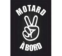 Autocollant Sticker Motard a Bord Salut Blanc macbook Laptop Voiture Moto 15 cm