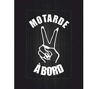 Autocollant Sticker Motarde Motard a Bord Salut Blanc ongle Laptop Voiture Moto Auto - Taille 15 cm