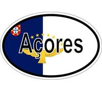 Autocollant Sticker Ovale Oval Drapeau Code Pays Acores Portugal