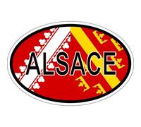 Autocollant Sticker Ovale Oval Drapeau Code Pays Alsace Departement
