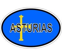 Autocollant Sticker Ovale Oval Drapeau Code Pays Asturias