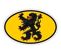 Autocollant Sticker Ovale Oval Drapeau Code Pays Belgique Flamand Flandres