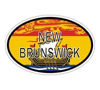 Autocollant Sticker Ovale Oval Drapeau Code Pays Canada Nouveau Brunswick