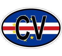 Autocollant Sticker Ovale Oval Drapeau Code Pays Cv Cabo Verde