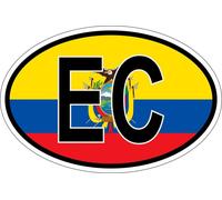 Autocollant Sticker Ovale Oval Drapeau Code Pays Ec Equateur