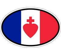 Autocollant Sticker Ovale Oval Drapeau Code Pays France Sacre Coeur