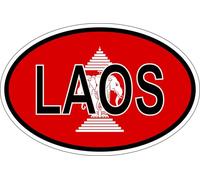 Autocollant Sticker Ovale Oval Drapeau Code Pays Lao Laos Ancien