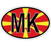 Autocollant Sticker Ovale Oval Drapeau Code Pays Mk Macedoine