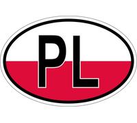 Autocollant Sticker Ovale Oval Drapeau Code Pays Pl Pologne