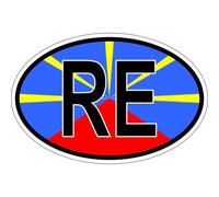 Autocollant Sticker Ovale Oval Drapeau Code Pays Re Ile De La Reunion