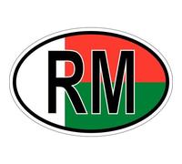 Autocollant Sticker Ovale Oval Drapeau Code Pays Rm Madagascar