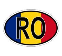 Autocollant Sticker Ovale Oval Drapeau Code Pays Ro Roumanie