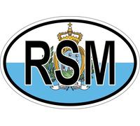 Autocollant Sticker Ovale Oval Drapeau Code Pays Rsm Saint St Marin