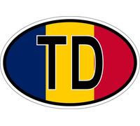 Autocollant Sticker Ovale Oval Drapeau Code Pays Td Tchad