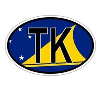 Autocollant Sticker Ovale Oval Drapeau Code Pays Tk Tokelau