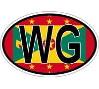 Autocollant Sticker Ovale Oval Drapeau Code Pays Wg Grenade
