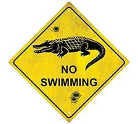Autocollant Sticker Panneau Route Australie Crocodile no Swimming logo numéro 12 - - Taille : 4 cm