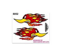Autocollant - Sticker - Pic Cigare Flammes - 14 X 16 Cm - Rouge - Adhérence Garantie