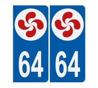 Autocollant Sticker Plaque d’immatriculation 64 Logo Croix Basque