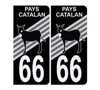 Autocollant Sticker Plaque d’immatriculation 66 Logo Blason Pays Catalan Logo Ane Noir