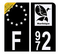 Autocollant Sticker Plaque d’immatriculation Moto 972 Martinique DROM Version Bis Noir Plaque Plexiglas