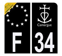 Autocollant Sticker Plaque d'immatriculation Moto 34 Logo Camargue Noir