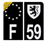Autocollant Sticker Plaque d'immatriculation Moto 59 Blason des Flandres Noir