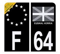 Autocollant Sticker Plaque d'immatriculation Moto 64 Euskal Herria Noir