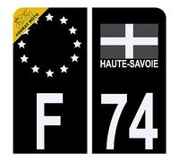 Autocollant Sticker Plaque d'immatriculation Moto 74 Croix de Savoie Version Bis Noir