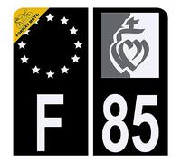 Autocollant Sticker Plaque d'immatriculation Moto 85 Drapeau Vendéen Noir