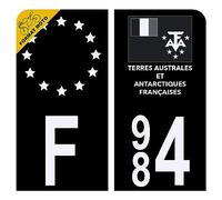 Autocollant Sticker Plaque d'immatriculation Moto 984 Terres Australes et Antarctiques Françaises Noir