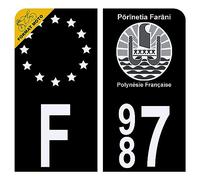 Autocollant Sticker Plaque d'immatriculation Moto 987 Polynésie Française Version Bis Noir