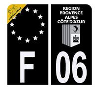 Autocollant Sticker Plaque d'immatriculation Moto Département 06 Alpes-maritimes Noir