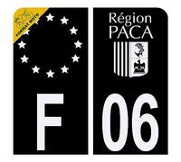 Autocollant Sticker Plaque d'immatriculation Moto Département 06 Logo Région PACA Noir