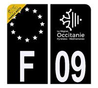 Autocollant Sticker Plaque d'immatriculation Moto Département 09 Ariège Noir