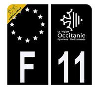 Autocollant Sticker Plaque d'immatriculation Moto Département 11 Aude Noir Plaque Plexiglas