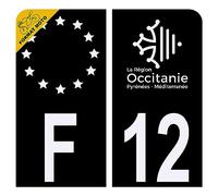 Autocollant Sticker Plaque d'immatriculation Moto Département 12 Aveyron Noir Plaque Plexiglas
