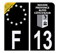 Autocollant Sticker Plaque d'immatriculation Moto Département 13 Bouches-du-Rhône Noir