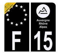 Autocollant Sticker Plaque d'immatriculation Moto Département 15 Cantal Noir