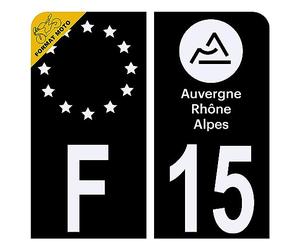 Autocollant Sticker Plaque d'immatriculation Moto Département 15 Cantal Noir Plaque Plexiglas