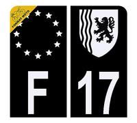 Autocollant Sticker Plaque d'immatriculation Moto Département 17 Charente-maritime Noir Plaque Plexiglas