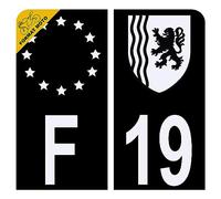 Autocollant Sticker Plaque d'immatriculation Moto Département 19 Corrèze Noir Plaque Plexiglas