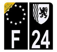 Autocollant Sticker Plaque d'immatriculation Moto Département 24 Dordogne Noir