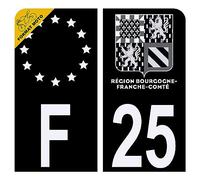 Autocollant Sticker Plaque d'immatriculation Moto Département 25 Doubs Noir Plaque Plexiglas