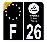 Autocollant Sticker Plaque d'immatriculation Moto Département 26 Drôme Noir